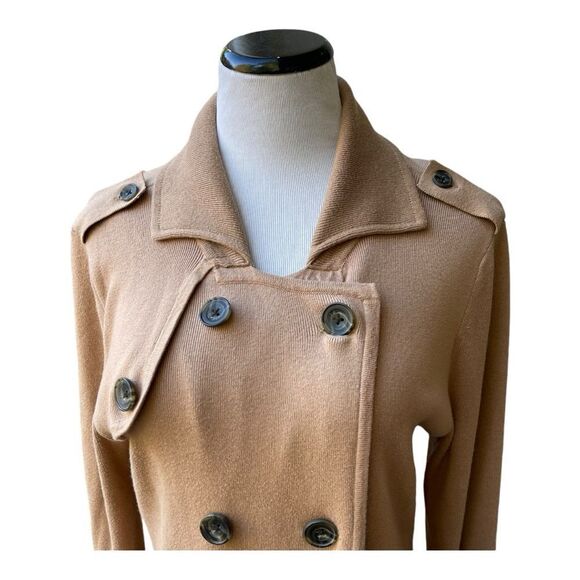 CAbi Camel Knit Duster Coat L Longline Sweater Jacket Cozy Fall Neutral Classic - Picture 2 of 7